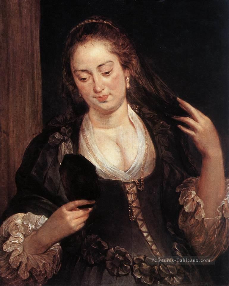Femme avec un miroir Baroque Peter Paul Rubens Peintures à l'huile